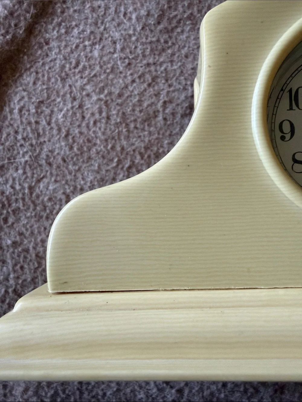 Vintage Ivory Celluloid Cream Mantel Clock Wall Shelf